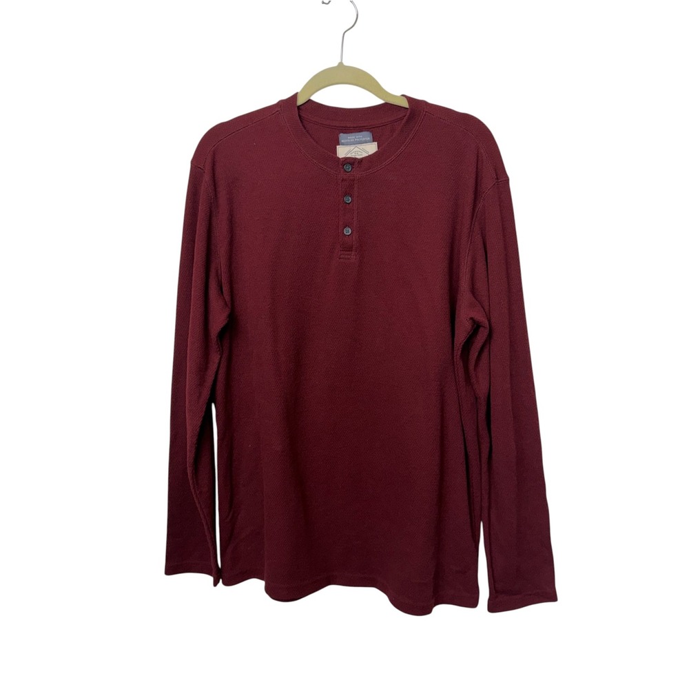 St. John's Bay Burgundy Waffle Knit Dexter Henley Shirt, XL
